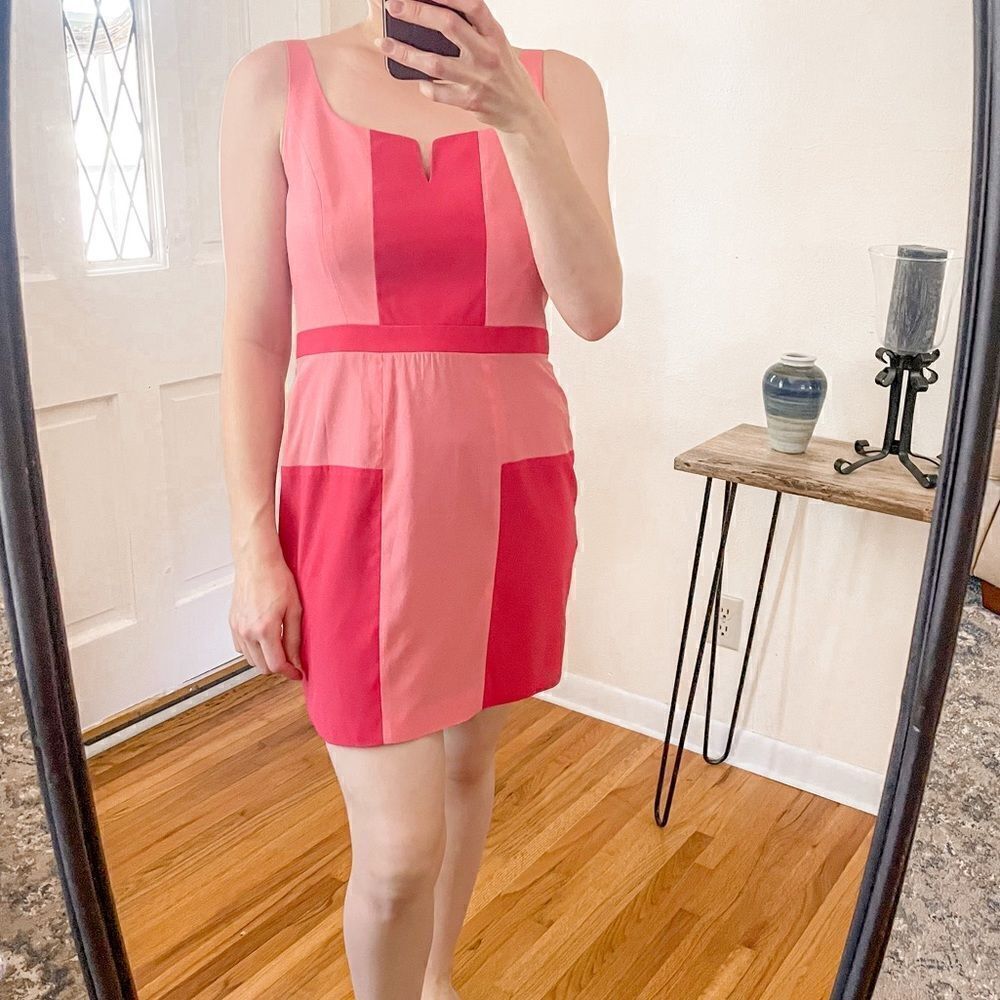 Jay Godfrey Pink Colorblock Silk Mini Dress 8